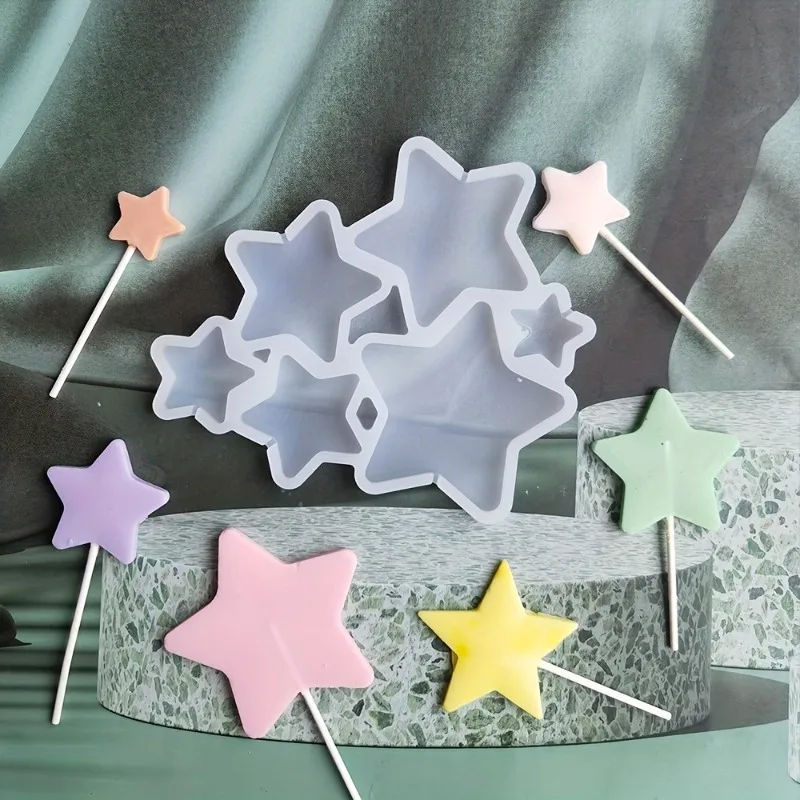 

Star Shape Lollipop Mold, Pentagram Chocolate Mold, 3D Silicone Mold, Candy Mold, Fondant Mold, for DIY Cake Decorating Tool