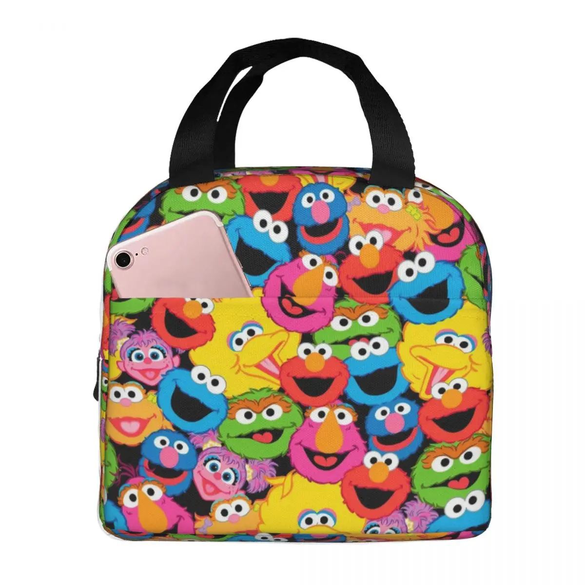 Elmo Cookies Monsters Cartoon Insulated Lunch Bags Street Sesamee Reusable Thermal Bag Tote Lunch Box  Food Storage Bags