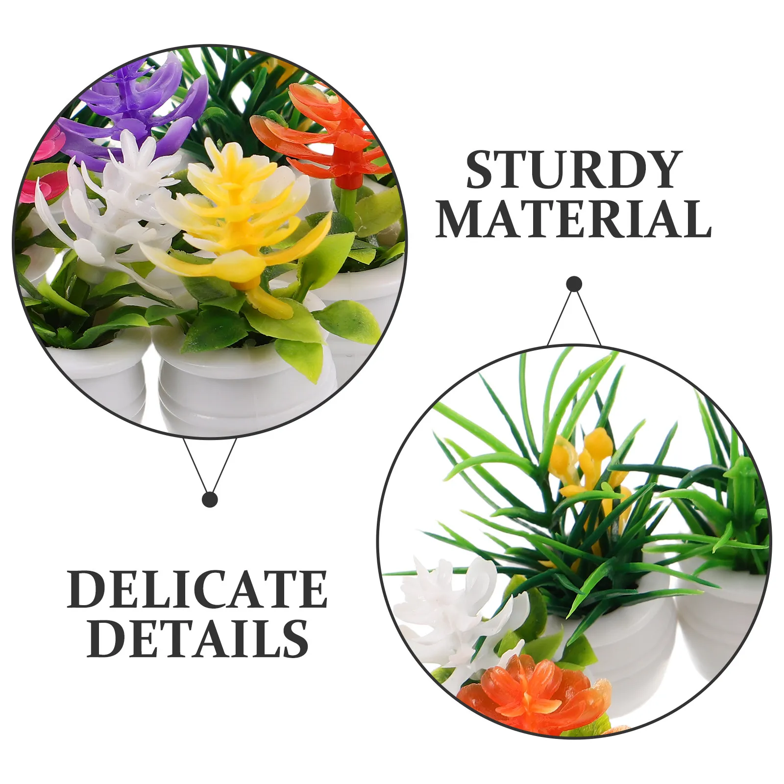 9Pcs Mini Potted Plants Colorful Plastic Flower Pots Set Miniature Landscape Decoration for Shelf Desk Office Bedroom Dollhouse view 6