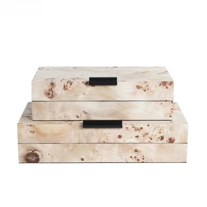 Natural Wood Jewelry Boxes Minimalism Rectangle Cosmetic Jars Dresser Table Desk Decoration Exquisite Jewelry Storage Jar
