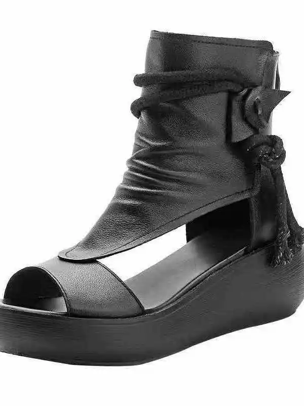 

Women's Roman Sle Summer Casual Faion High Heel Sandals Low Cut Slip-On Sports Boots T-Strap Thi Heel Rubber Sole