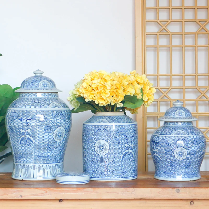 Porcelain Jar Desktop Entrance Ornaments Painted Ceramic Storage Decorative Jars