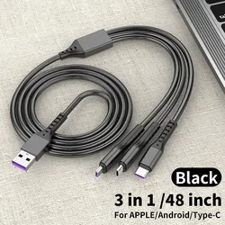 3in1 Fast Charge Cable 4FT Rapid Nylon Braided Cord USB Charging Cable Multi Phone Charger Cable with Type C Micro USB