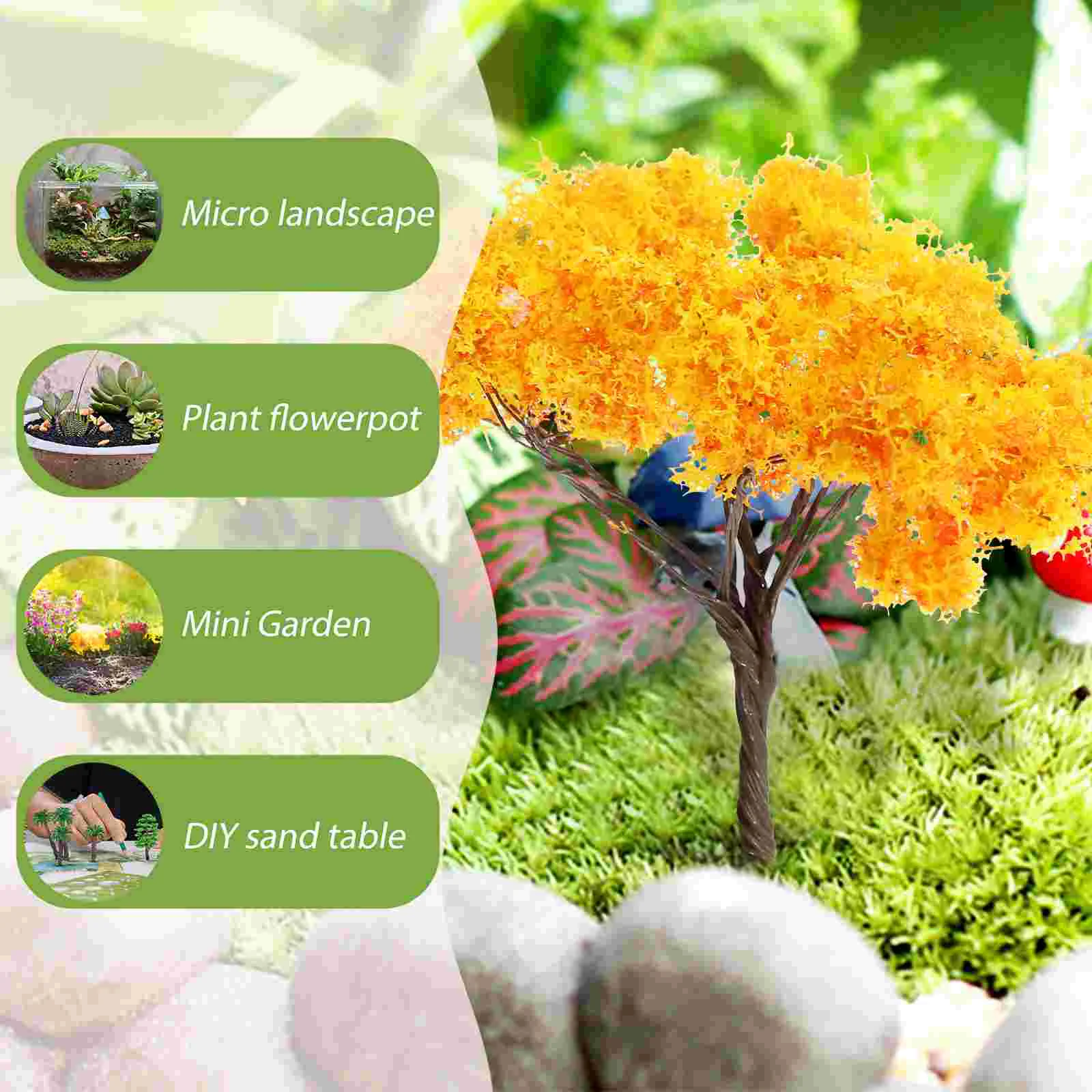 10 Pcs Mini Tree Set Small Artificial Plants Green Scenery Landscape Model Decoration Plastic DIY Trees Fake