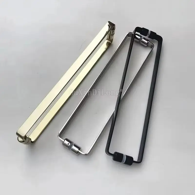 Brand New European 304 Stainless Steel Bathroom Door Handles Pair Mount Glass Door Pulls Handles Hole Spacing 440mm for 6~12mmm