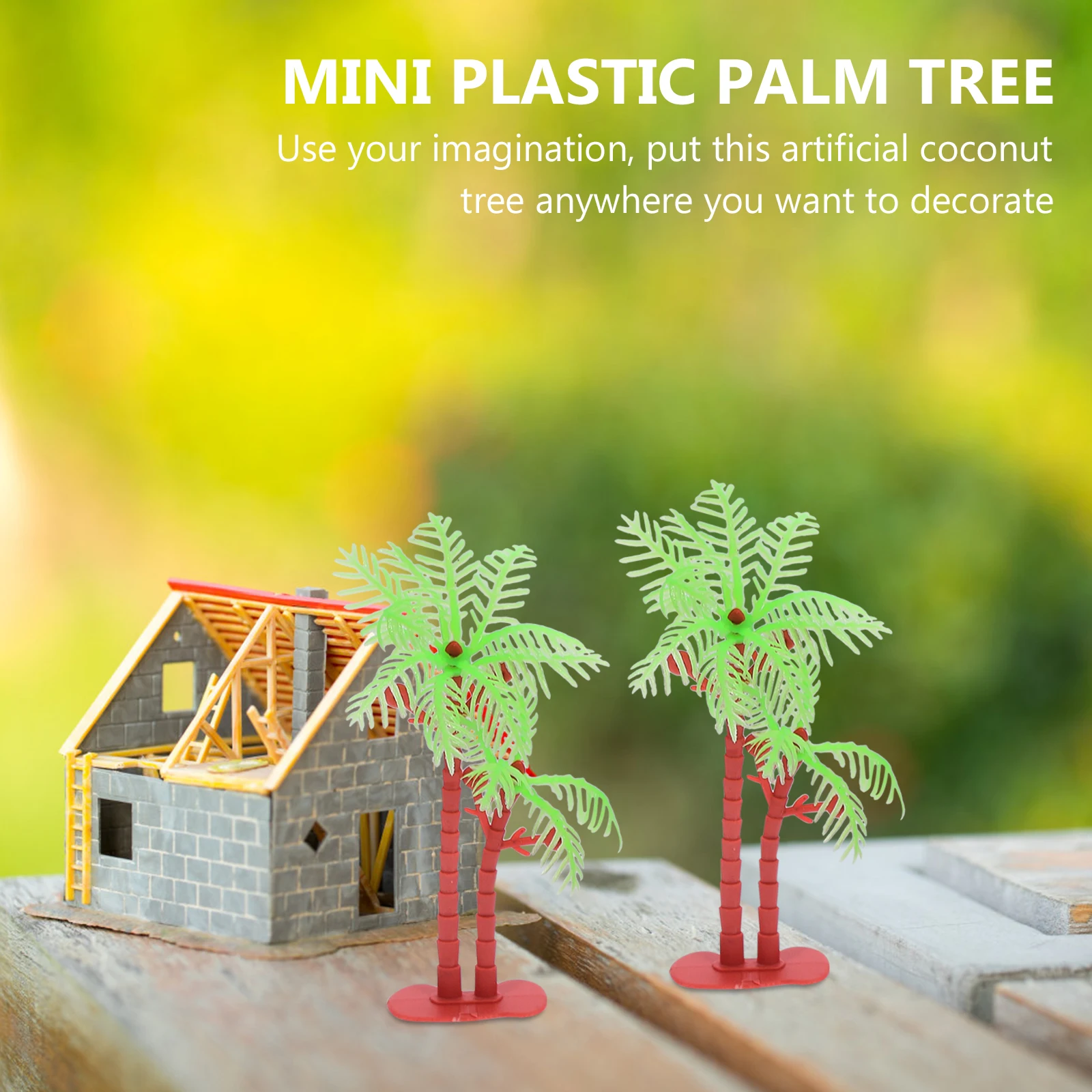 

10pcs Mini Plastic Palm Tree For Micro Landscape Diy Garden Fish Tank Sand Table Miniature Pvc Artificial Coconut Palm Trees