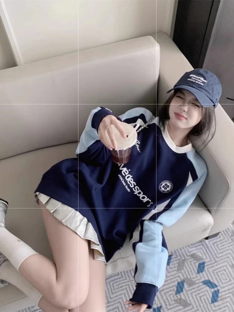 힙합 오버사이즈 셔츠 레트로 아메리칸 프린트 풀오버 봄 가을 신상 여성 루즈핏 긴팔 그래픽 탑 스트리트웨어 스웨트셔츠