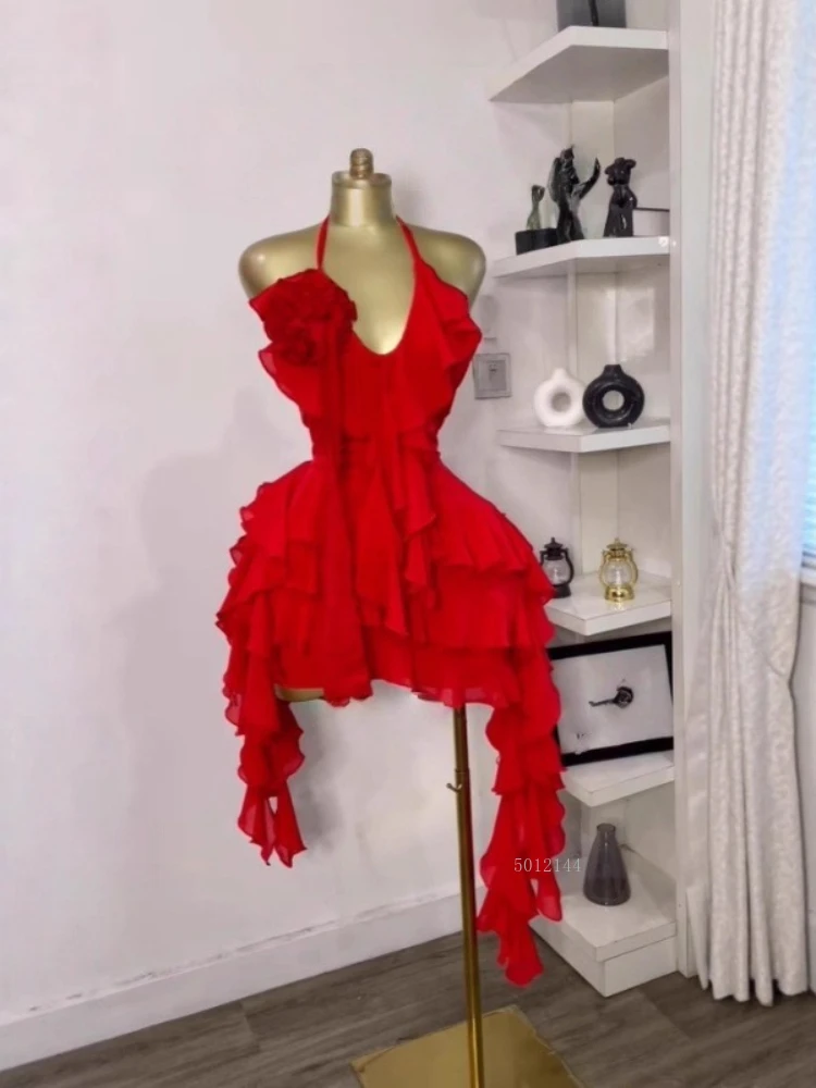 

2025 Новое модное женское платье со рюшами, укороченный топ на бретелях и облегающие мини-юбки с лентой, костюм для отпуска, комплект из двух предметов, наряд