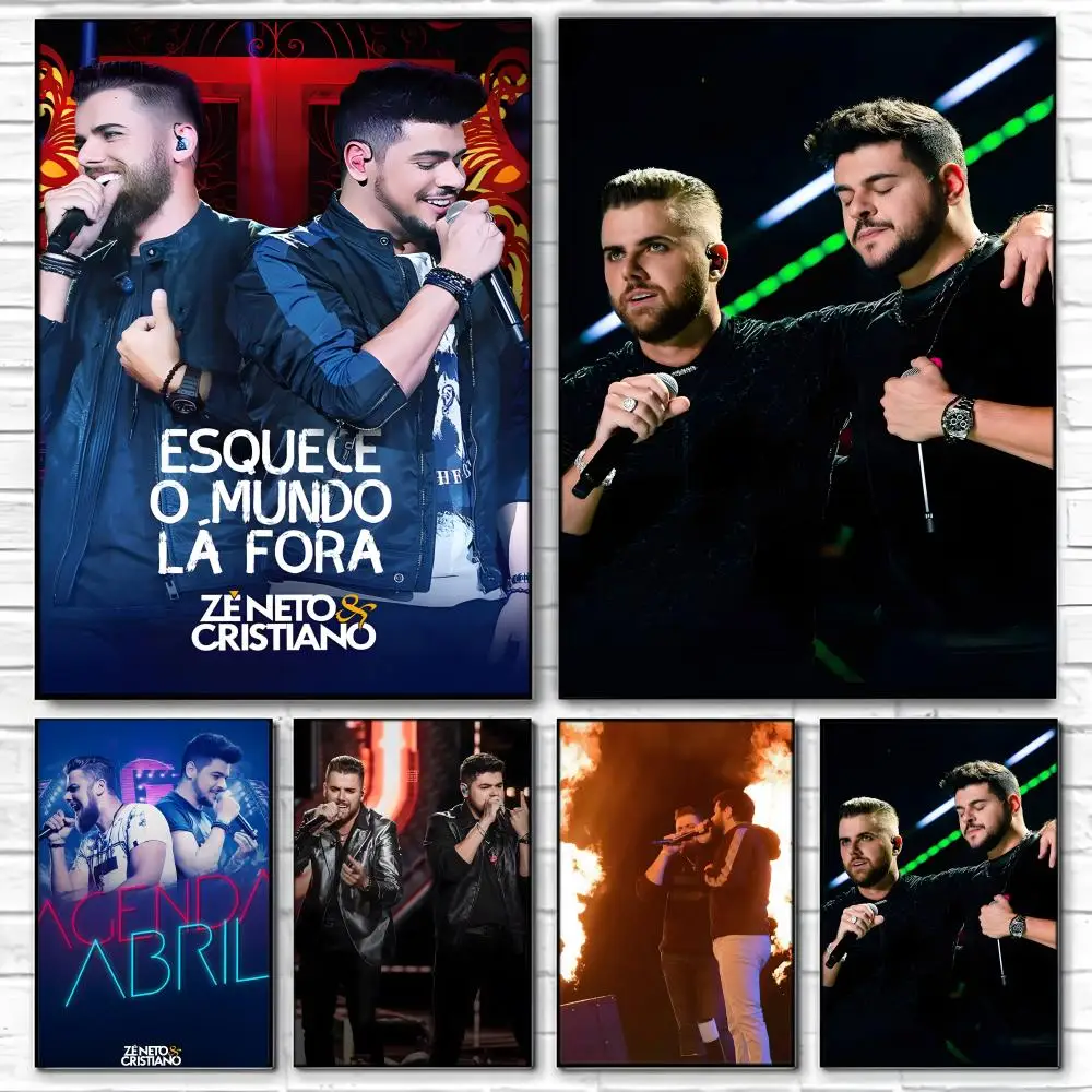 Brazilian Singers Z-Ze Neto Cristiano Poster  Self-adhesive Art Waterproof Paper Sticker Coffee House Bar Room Wall Decor