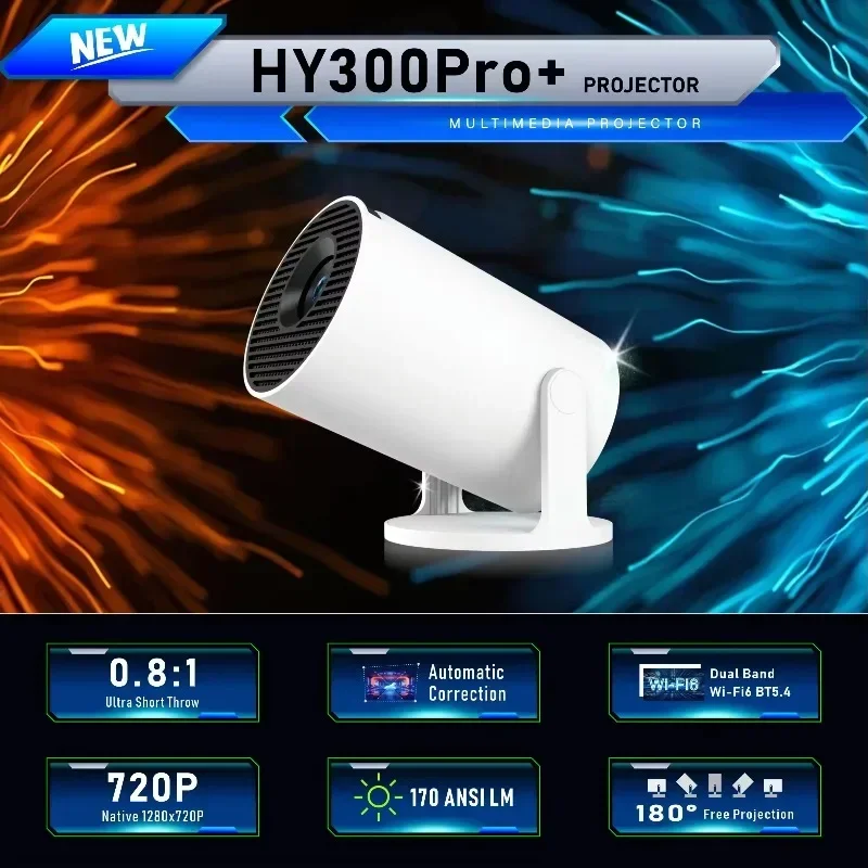 HY300 PRO + Mini Portable Android Smart Projector Wireless Home Theater and Business Meeting Video Projector