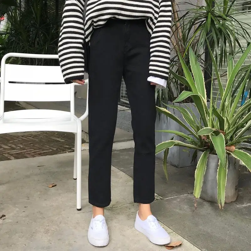 

Slimming High Waist Straight Leg Jeans Women's Small Size Bla Casual Loose Fit Cotton Denim Trousers Spring 2024 New Arrival