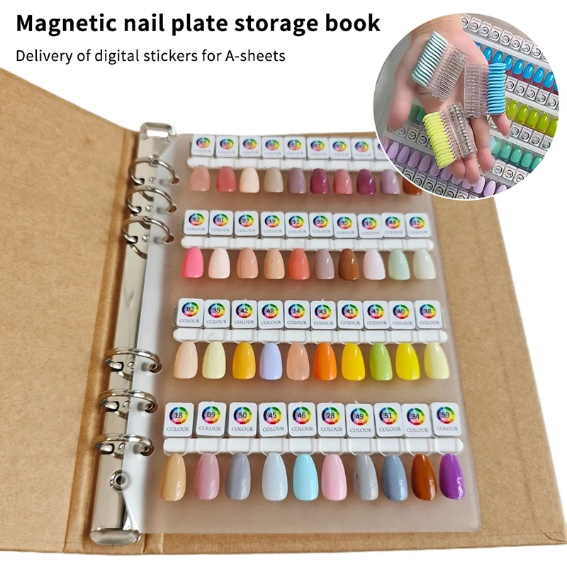 

Magnetic Tips Nail Art Swatch Organizer Book Manicure Color Test Storage Book Large Acrylic Works Sample Display Color Card