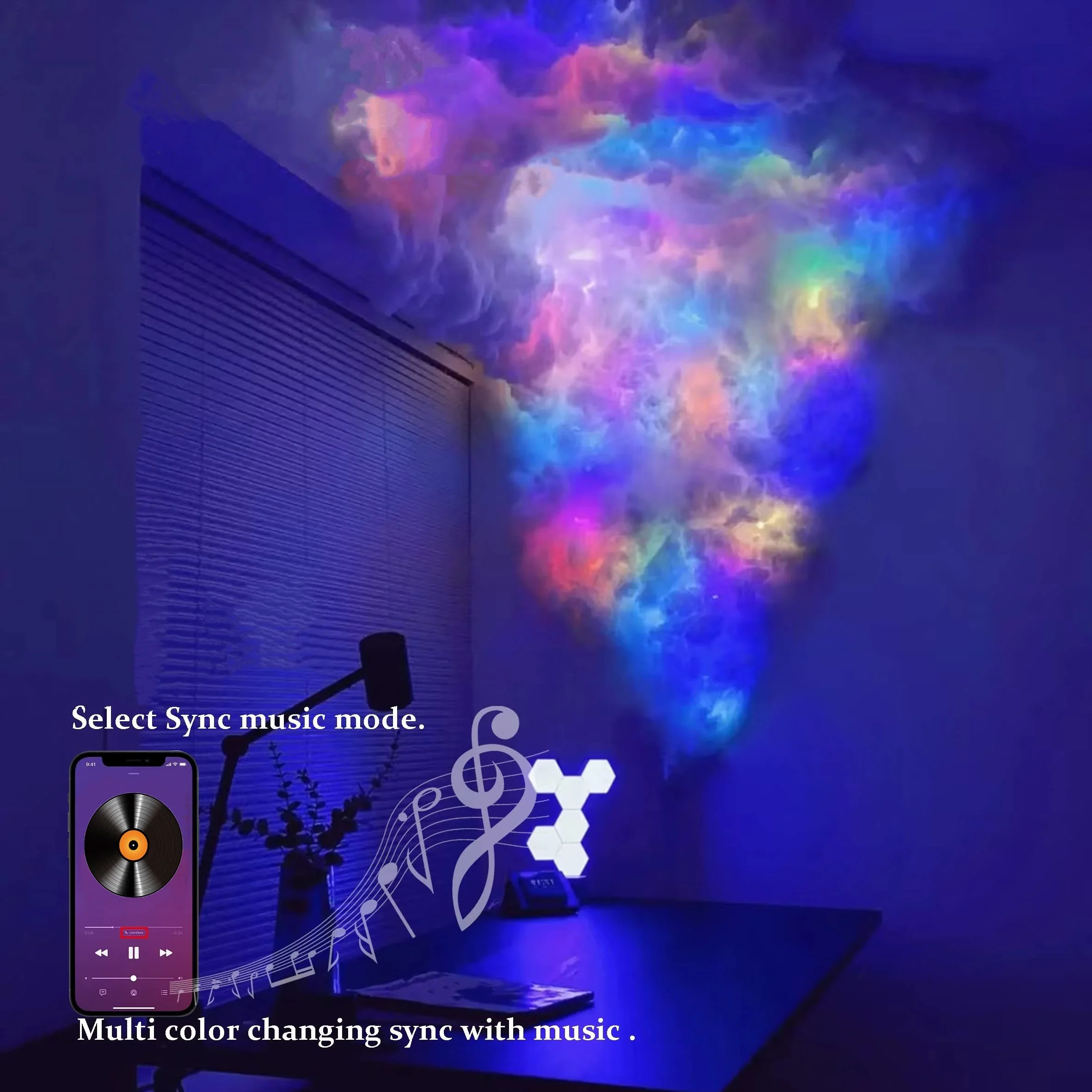 DIY Atmosphere Decoration RGB 3D Thunderstorm Thunder Cloud LED Party Light Lamp with APP Control for Indoor Bar Wedding Holiday