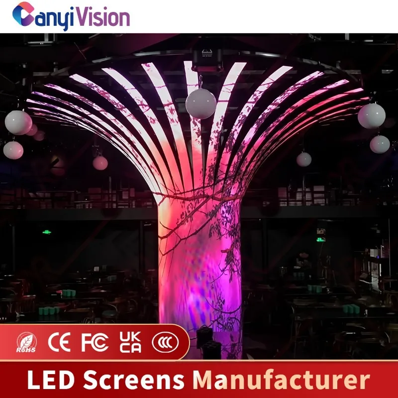 Custom Flexible LED Display, Indoor Soft Screen for Museum/Exhibition, Full Color Cylinder and Cube Shape