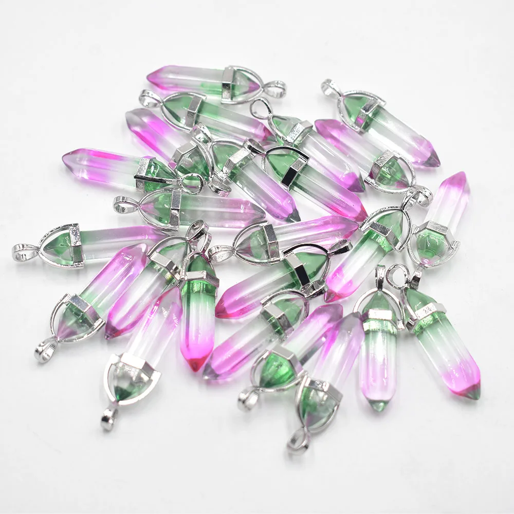 

Новинка 2022, модные стеклянные подвески в форме столба для изготовления ювелирных изделий, 24 шт./партия, оптовая продажа, бесплатная доставка