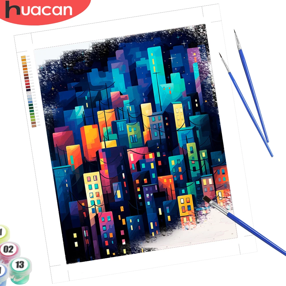

HUACAN Oil Pictures Paint By Numbers Set House Landscape Diy Draw On Canvas City Street Hobby Creative Art Christmas Decoration
