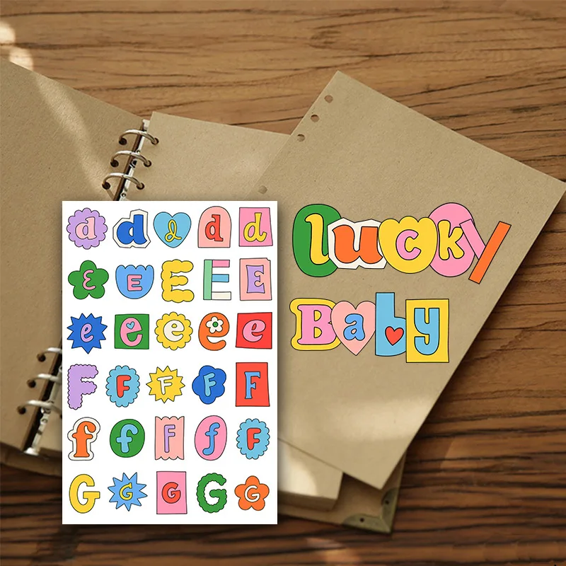 8Sheets Handwritten Alphabet Symbol Stickers Cute Label Decals For Student Journal Diary Scrapbooking Supplies