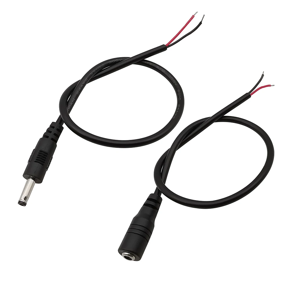 2Pcs DC 3.5 x 1.35mm Male Female Plug Power Cable Connector Extension Wire Pigtail DIY Repair Cord