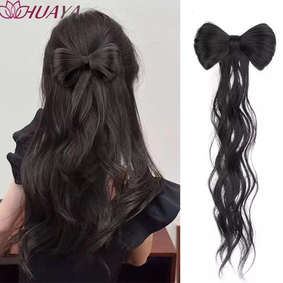 

Bow Half Tie Ponytail Synthetic Wig With Clip Hair Accessories Contract Runaway Princess Temperament Spice Ponytail.