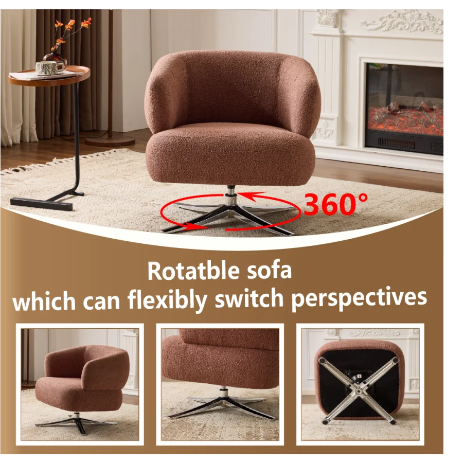 Cuddle-style leisure swivel sofa chair, suitable for balconies, studies and living rooms, Red Upholstered Living Room Chairs