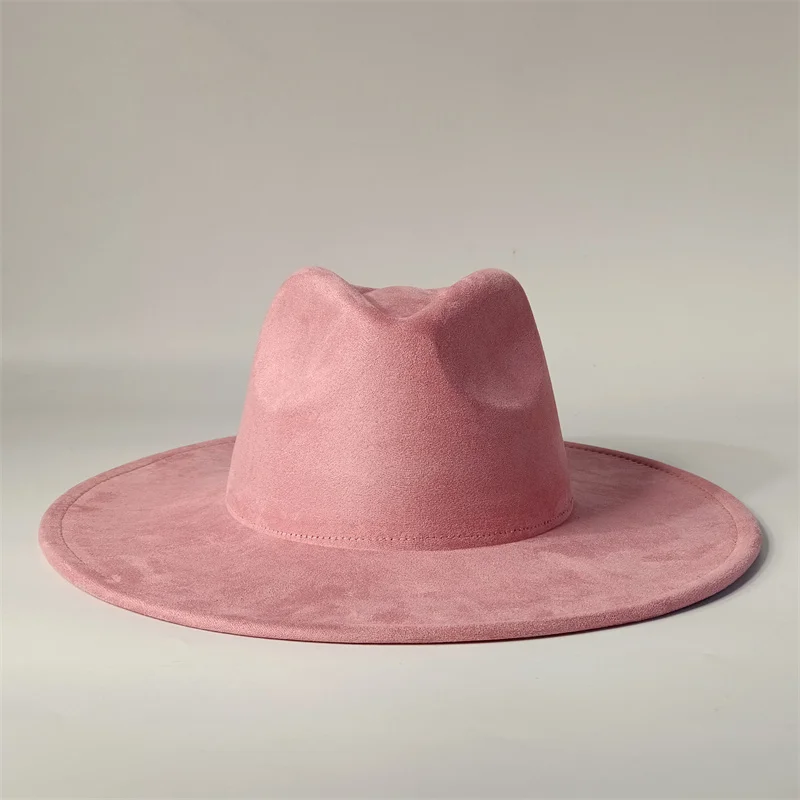 Zum Einbrennen geeignete Wildleder-Fedora-Rancherhüte, Blanko-Hüte zum Einbrennen, mehrfarbig, herzförmiger Oberteil, 9,5 cm Krempe, Unisex-Jazzhut, Kirchenhut