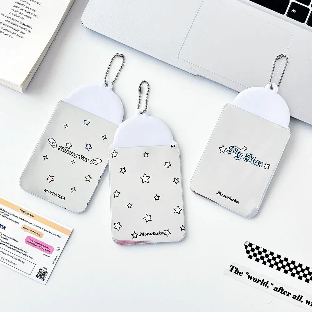 Creative Design Kpop Photocard Holder Card Protective Sleeves 3Inch PVC Card Holder Bus Card Student Card Case Stationery Silver