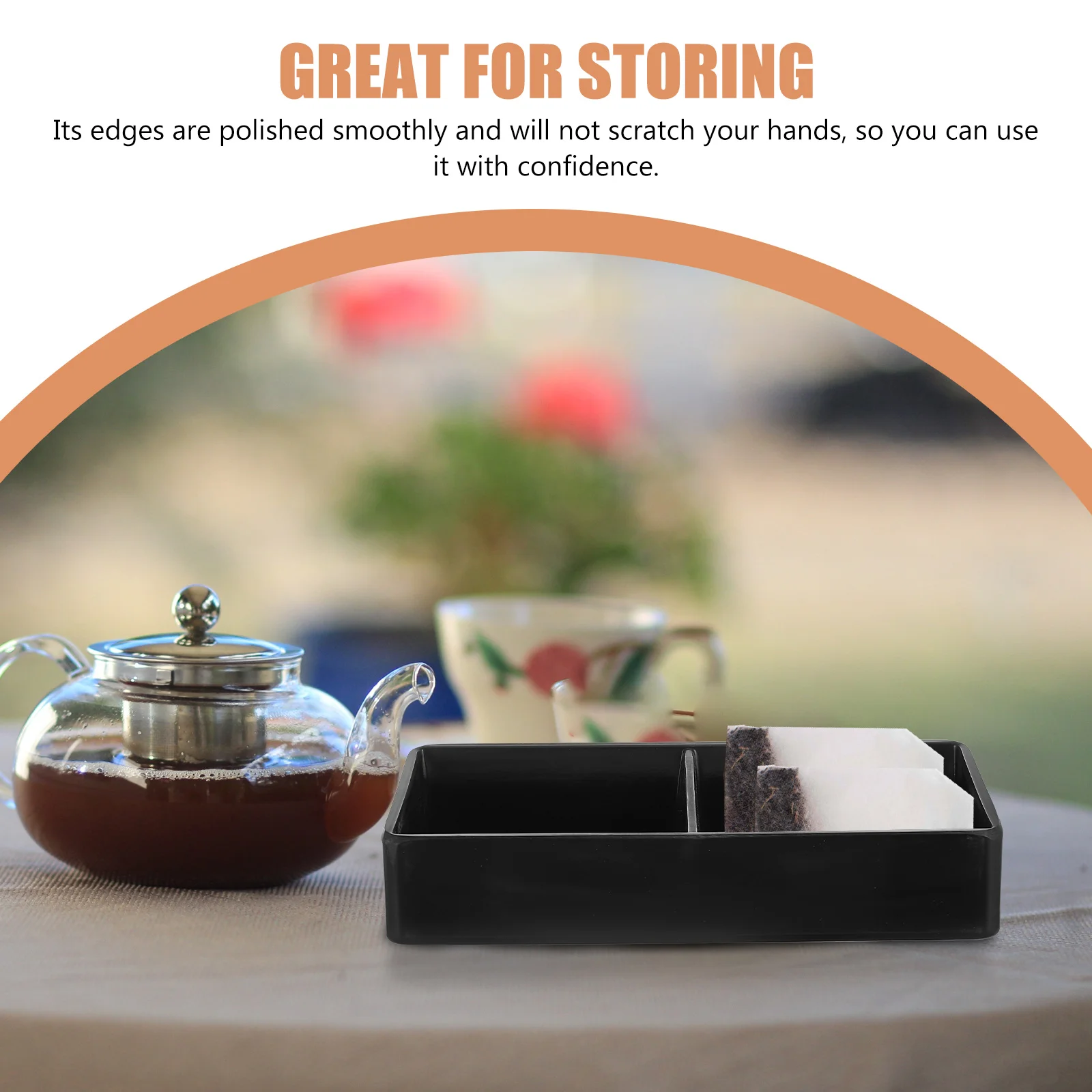 

Tea Box Coffee Station Organizer Black Storage Container for Tea Bags Sugar Packets Snacks Candy Home Kitchen Use Practical