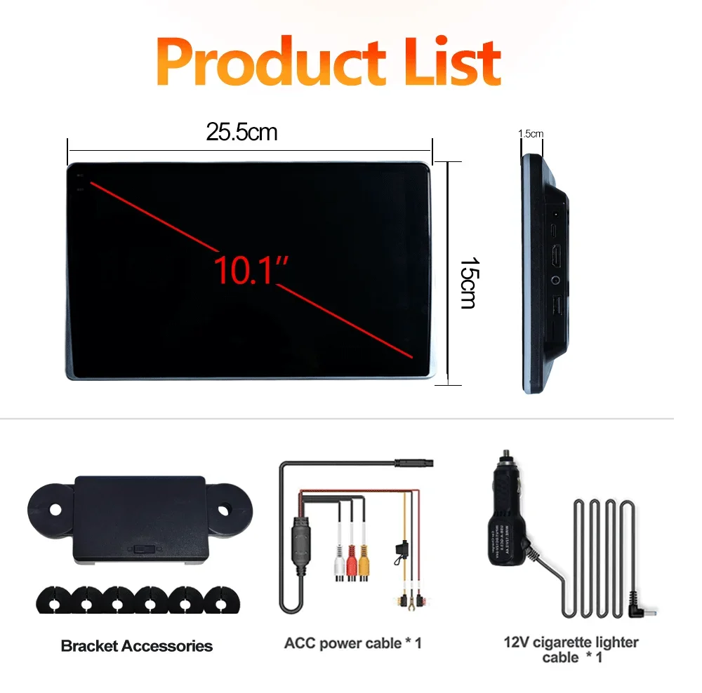 10.1 "hd 1280*800 android 13 monitor de encosto de cabeça do carro tablet para banco traseiro multimídia apple carplay luzes ambientes bt sd hdmi-entrada