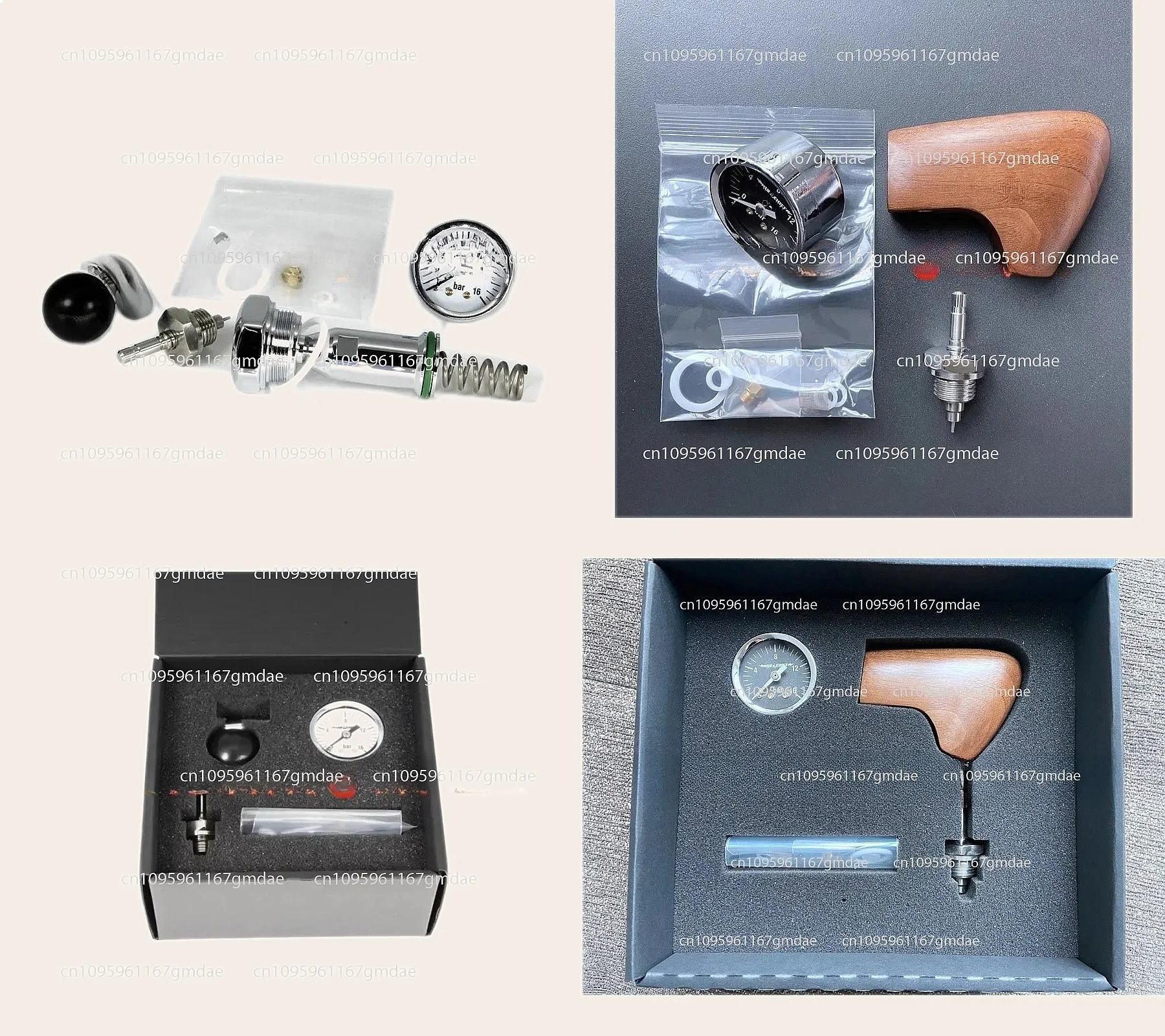 

E61 Coffee Machine Flow Limiting Valve Lever Solid Wood Dial Pressure Gauge