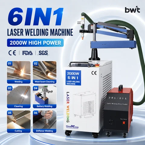 2000W 6 in 1 Laser Battery Welding Stiffener Welding Cleaning Cutting Welding Machine for All Metal 1500W Handheld Laser Welder