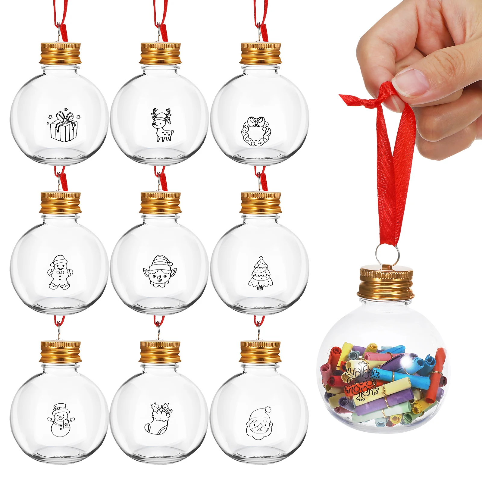 

10 Pcs Christmas Decorations Decorative Bottle Clear Balls Ornament Ornaments Fillable