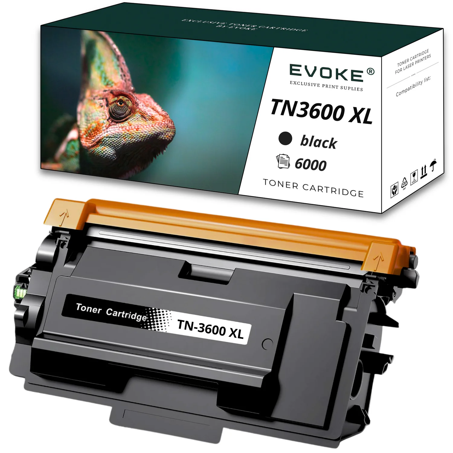 Evoke Compatibele Toner voor Brother Tn-3600Xl Tn3600Xl Tn-3600 Tn3600 Zwart 6000 Pagina's Hl-L5210Dw Hl-L6210Dw Mfc-L5710Dw Dcp-L5510Dw