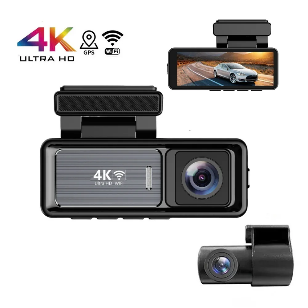 Black Box Car Dashcam with High Definition 4K Night Vision 24H Parking Monitor LCD Screen Video Recorder for Safe Driving