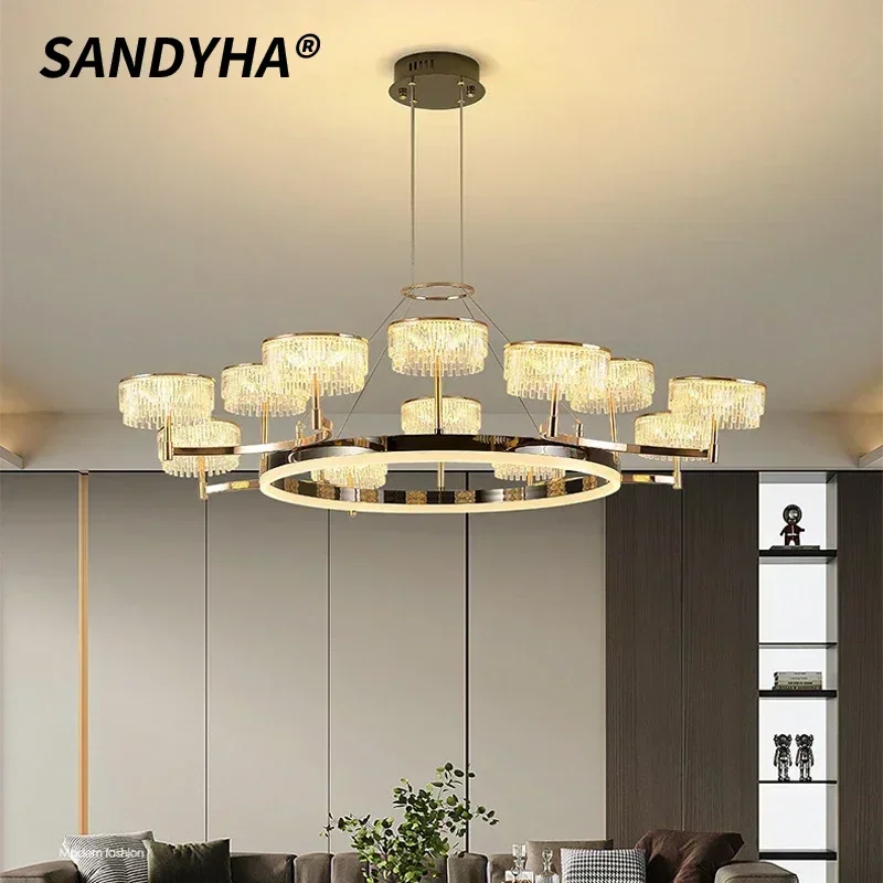 

SANDYHA Modern Height Adjustable Nordic LED Pendant Light Stylish Chandelier for Living Room Dining Room Bedroom Elegant Ceiling