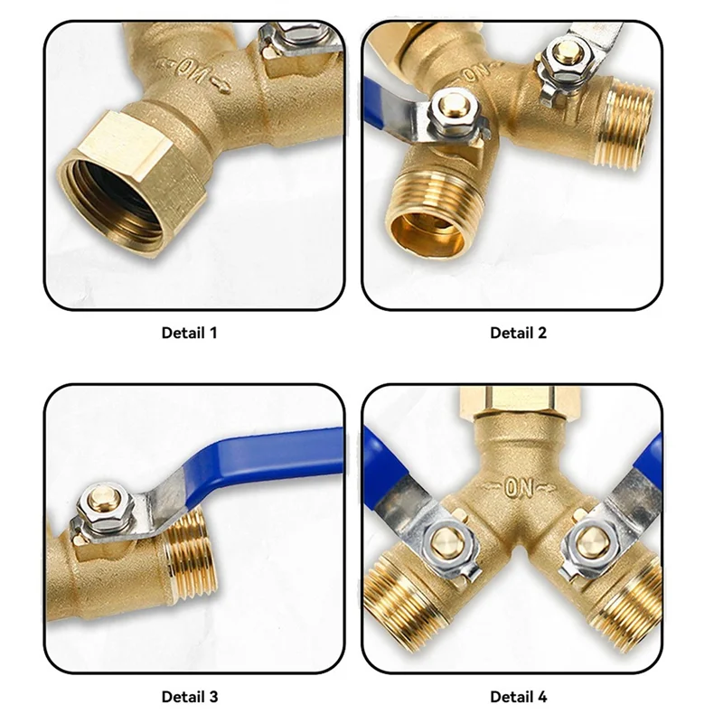 

A92P 2X Разветвитель садового шланга, Разветвитель Y для шланга с отключением, Разделитель шланга 2-ходовой для тяжелых условий эксплуатации, Y-клапан, резьба 3/4 дюйма GHT