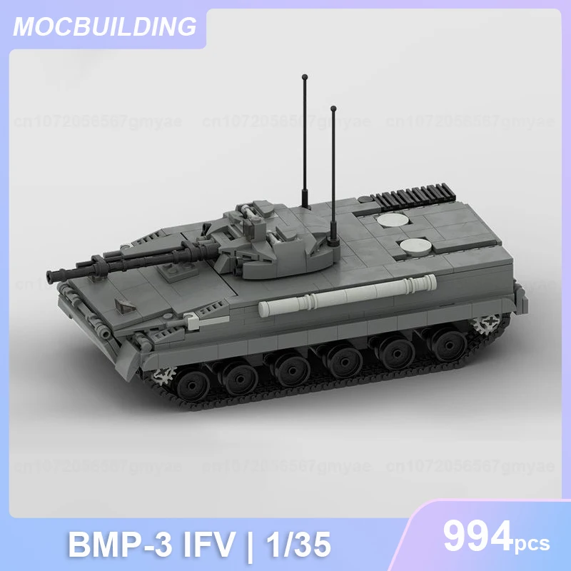 BMP-3 IFV Tank 1/35 Scale Model MOC Building Blocks DIY Assemble Bricks Military Educational Transportation Toys Gifts 994PCS