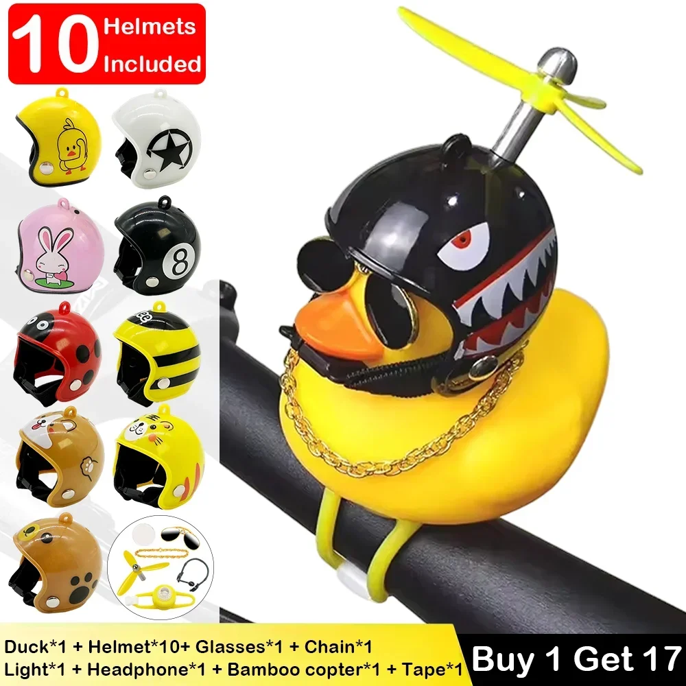 

17-in-1 Bicycle Yellow Ducks Lighting DIY Bike Car Decoration Rubber Duck Outdoor Bicycle Bell Cycling Mountain/Road Bike Horn