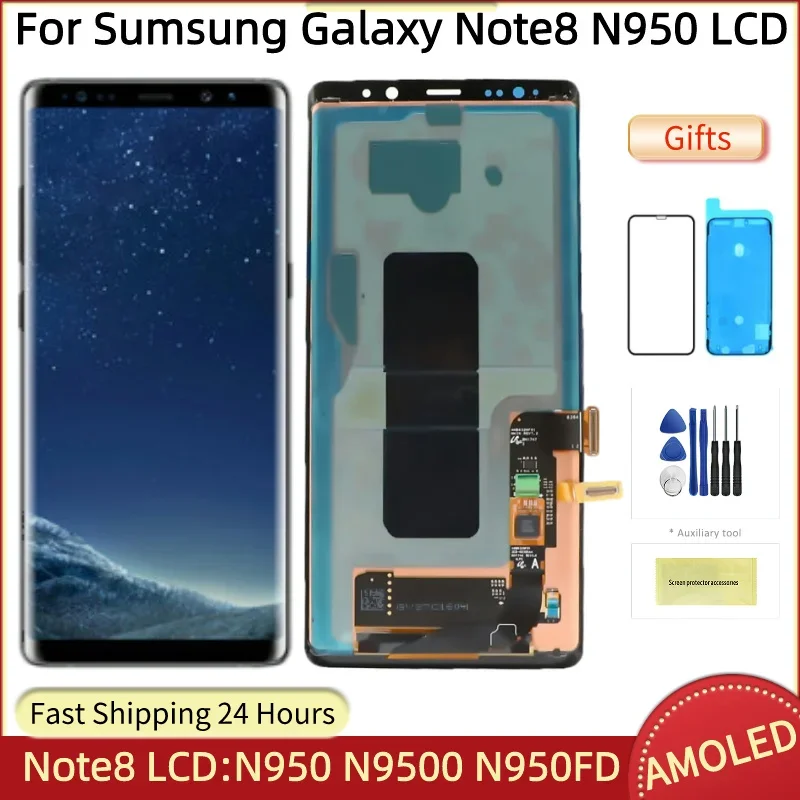 

NOTE8 AMOLED Screen Assembly for Samsung Galaxy NOTE8 N950F N9500 N950F/DS Lcd Display Digital Touch Screen Replacement