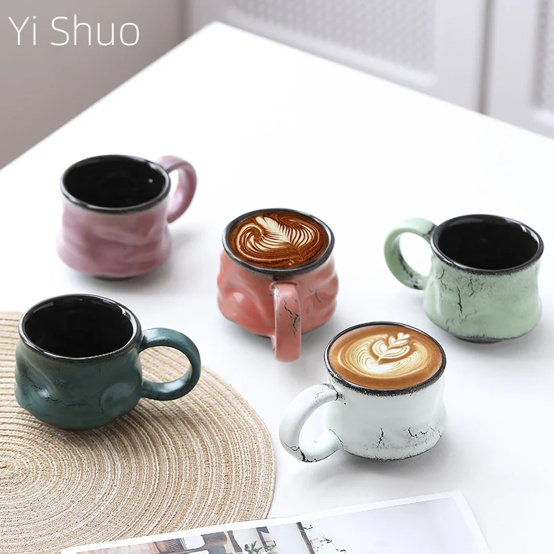 Ceramic Coffee Cup Hand-brewed Latte Flower Kiln Change Mug Retro Home Creative Office Water Cup Coffee Mug Teacup