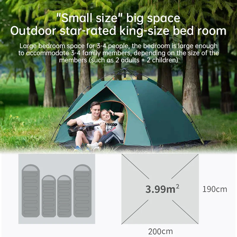 2-4 أشخاص خيمة التخييم التلقائي بالكامل خيمة سريعة الفتح في الهواء الطلق خيمة قابلة للطي المطر برهان الشمس برهان خيمة المنزل المحمولة #3