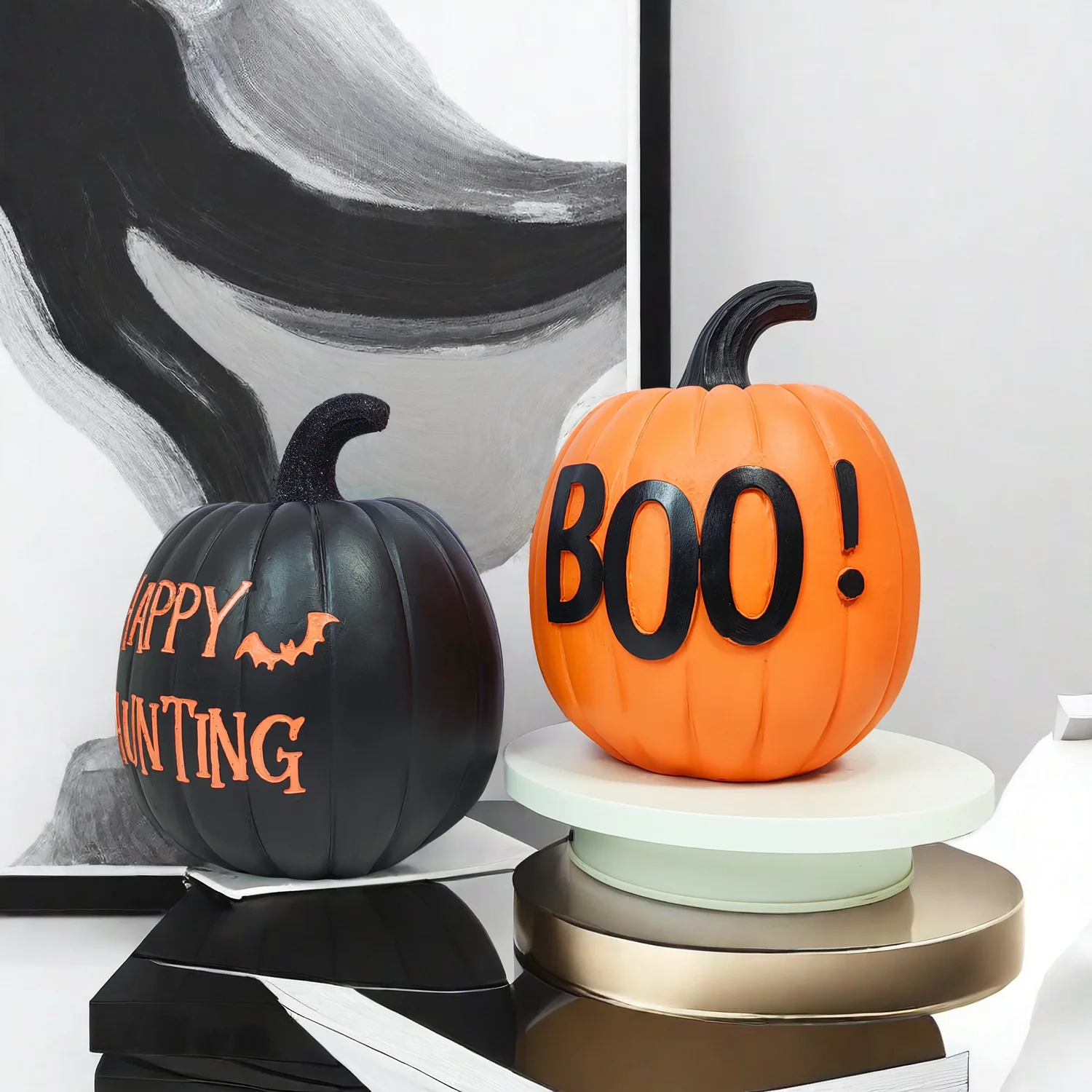 Creative Resin Pumpkin Halloween Ghost Festival Horror, Mischievous, Teasing Atmosphere Indoor and Outdoor Series Ornament Gifts