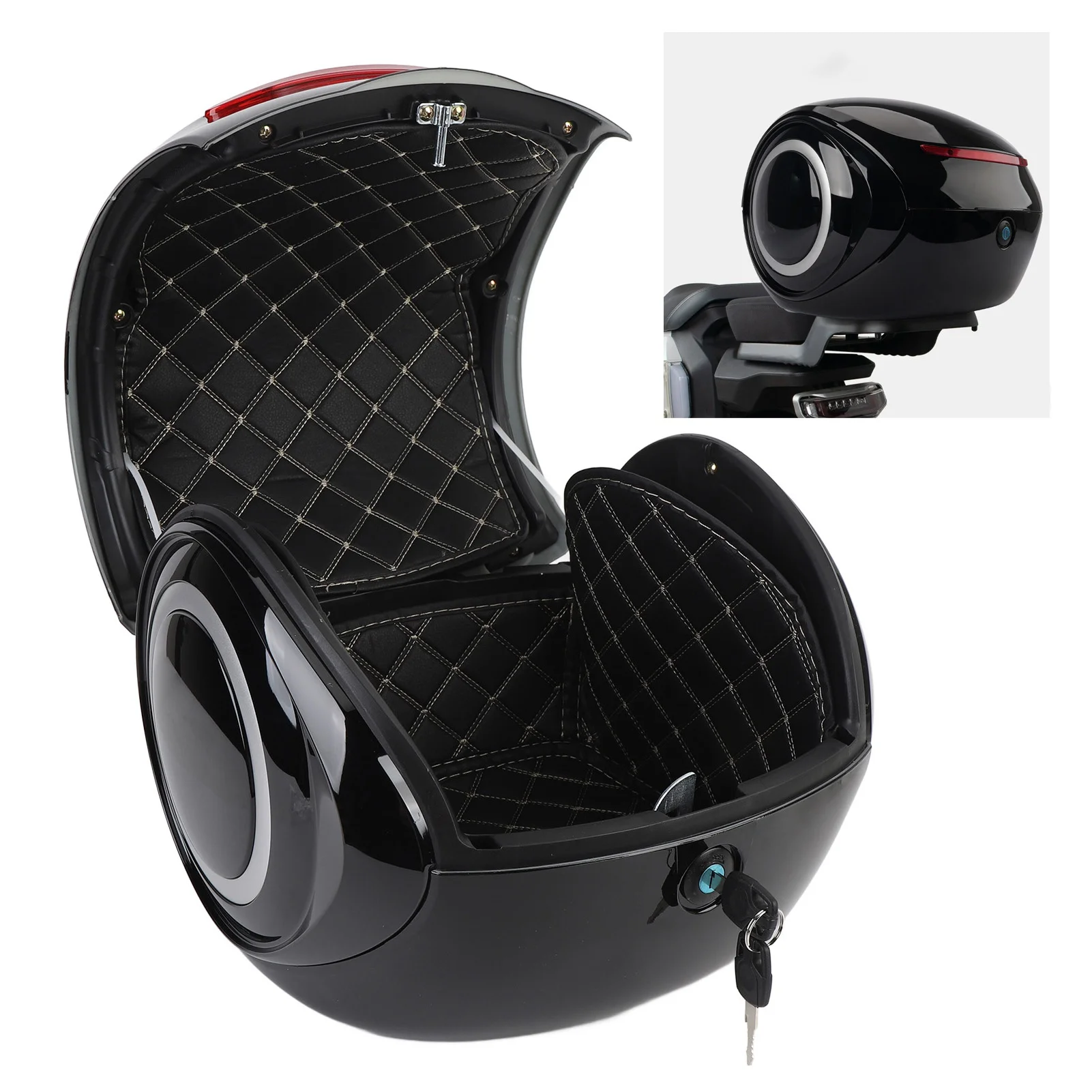 

32L Motorcycle Rear Top Case ABS Sporty Style Water Resistant Dust Proof Portable Trunk Tail Top Box for Electric Bike Scooter