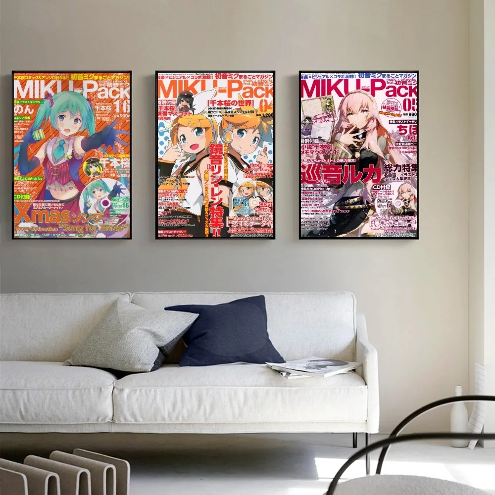 High Quality Poster Paper Waterproof Sticker Anime H-Hatsunes M-MikU Magazine Home Living Room Bar Wall Decoration Sticker