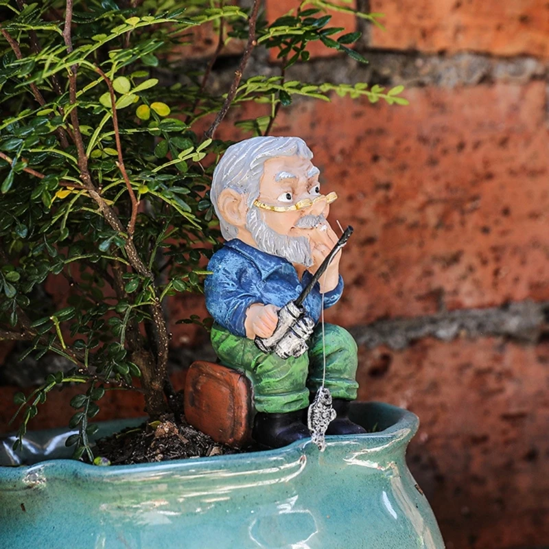 Delicate Old Man Statue Terrarium Hideouts Geezer Aquariums Decors