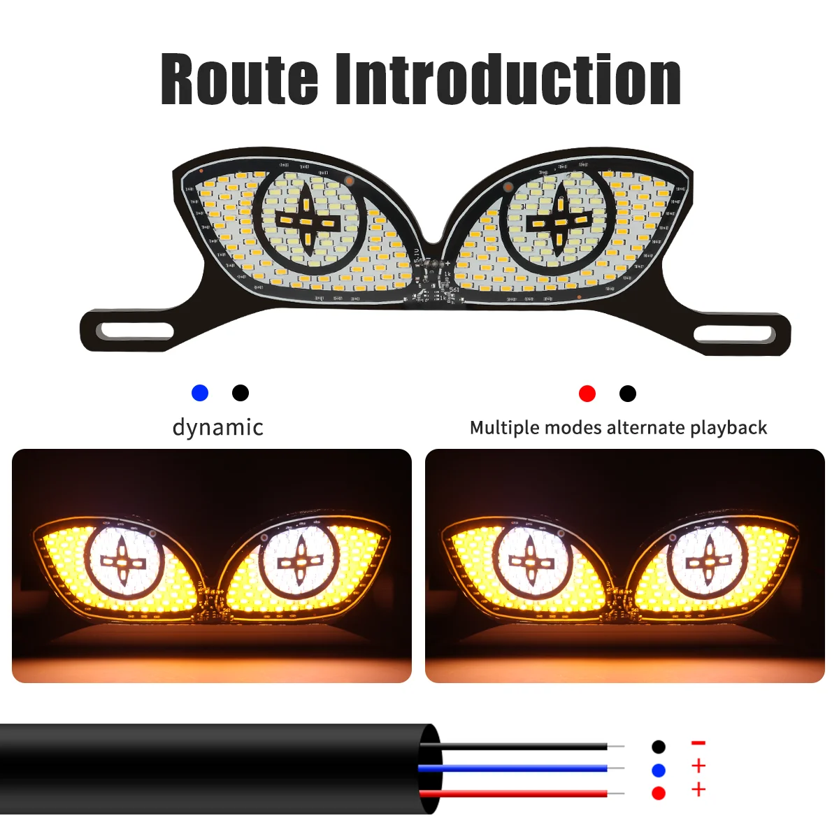 1 Set Motorcycle LED Decorative Pixel Panel Light Eye Shape Strobe Flashing Signal Indicator License Plate Tail Light Universal
