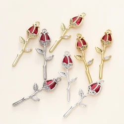 2/4Pcs 14/18K Gold Color Plated Flowers Charms Pendants with Zircon for Necklace Earrings Jewelry Making Supplies Accessories