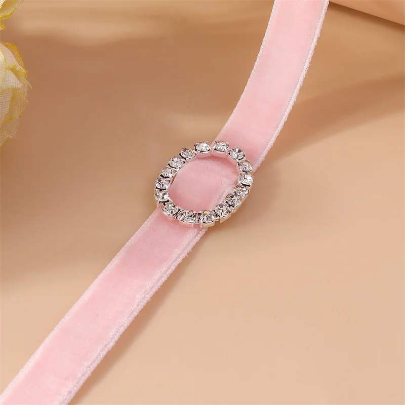 Aihua Sexy Rot Samt Choker Halsketten für Frauen Runde Quadrat Dreieck Kristall Halskette Hochzeit Schmuck Hals Kragen – Detail 8