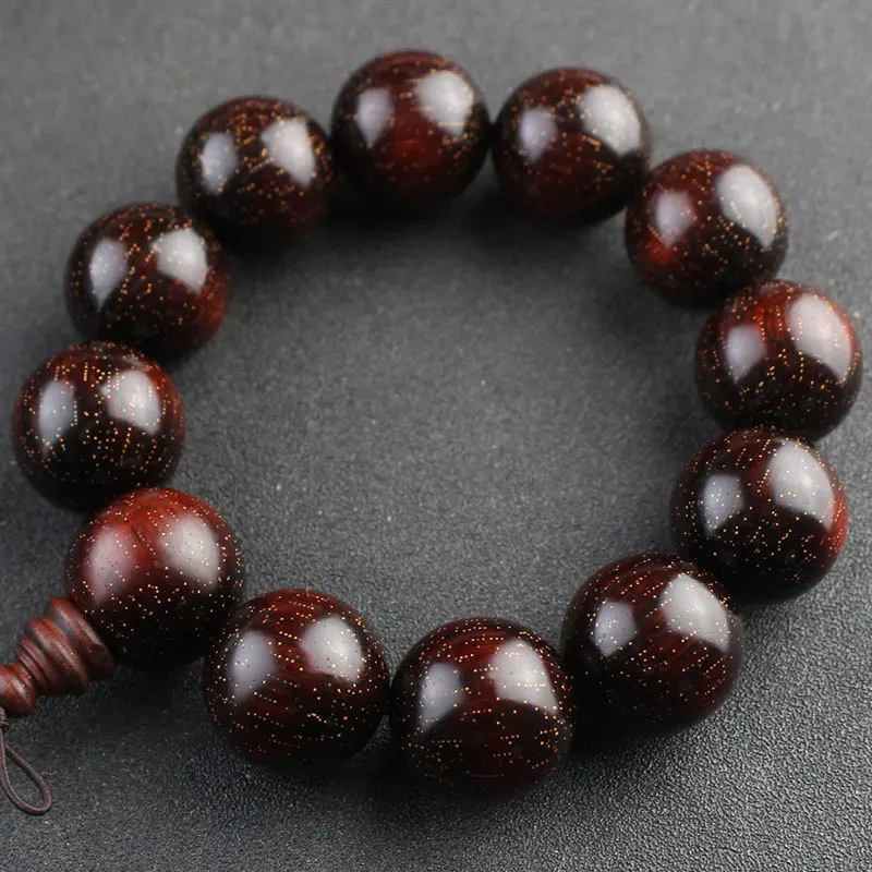 Factory Wholesale African Rhinoceros Horn Rosewood Bracelet Prayer Beads for Men Crafts Rosewood Old Materials Full Gold Star Hi