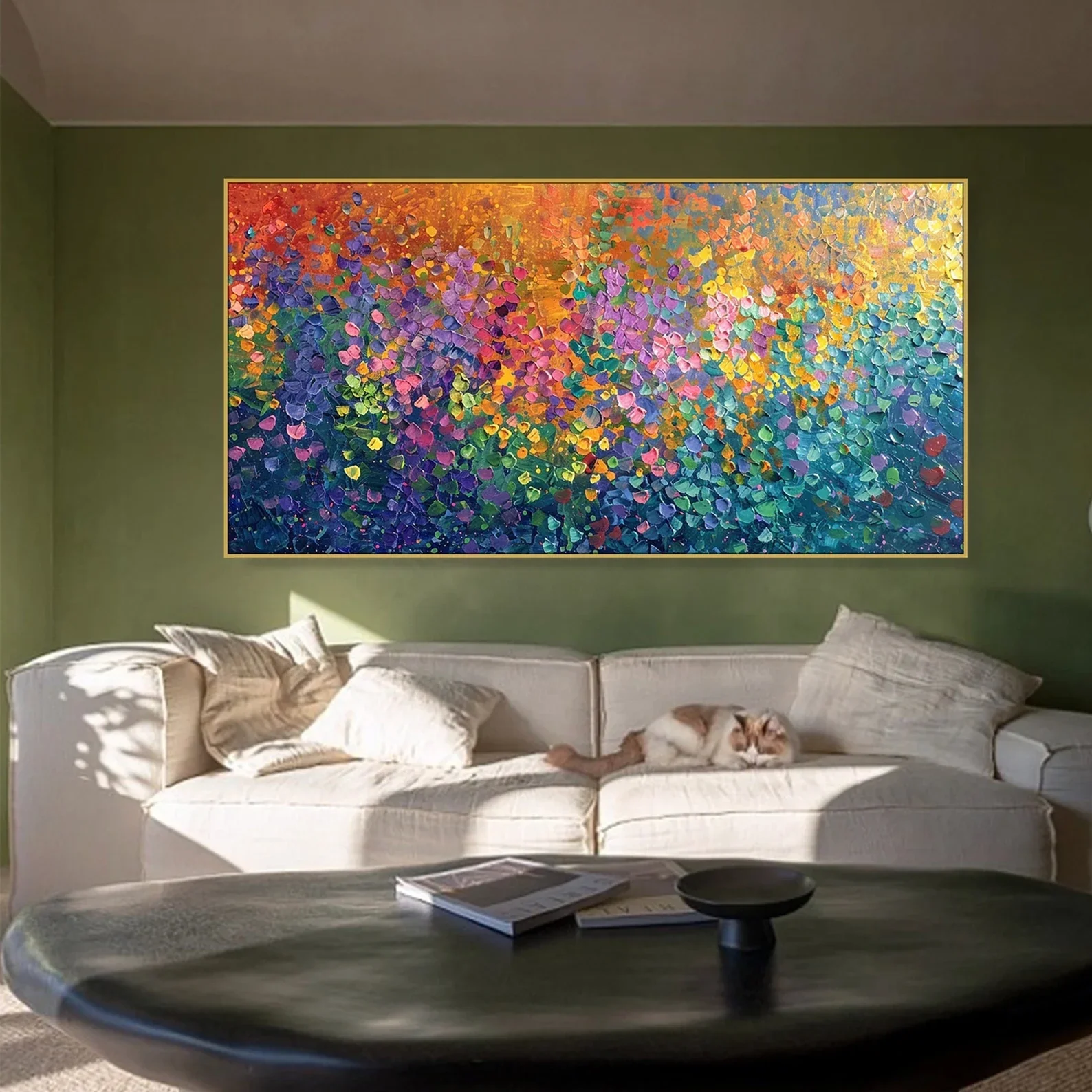 Custom Modern Luxury Handmade Large Abstract Colorful Flower Textured Abstract Oil Painting for Home Living Room Wall Art Decor