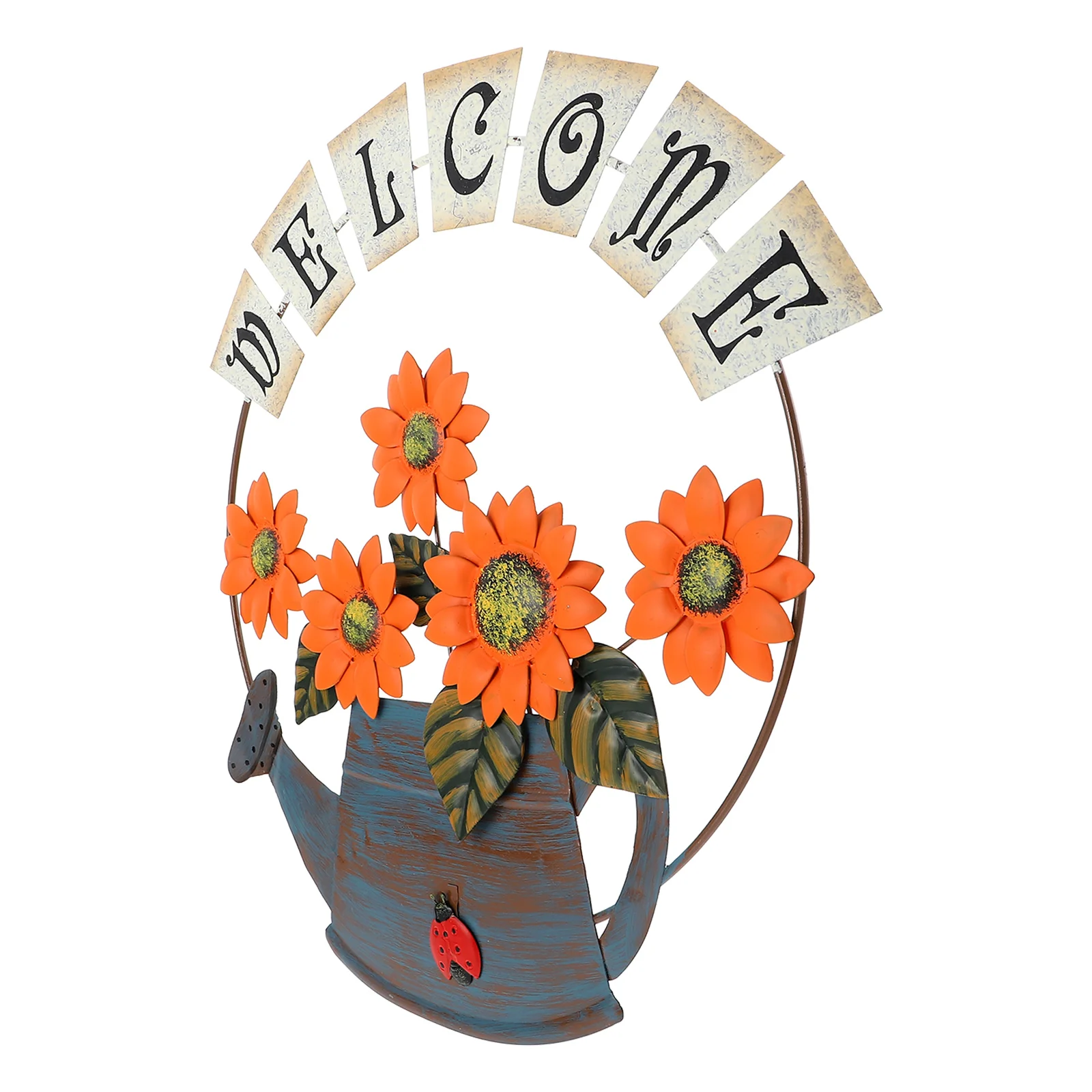 

Iron Wall Decor Decorative Door Adornment Kettle Sunflower Home Garden Office Balcony Door Adornment Signage Bright Color